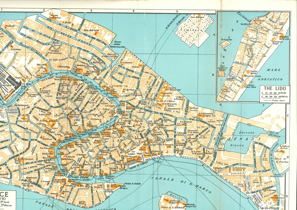 Venice - historic map with Isola San Giorgio