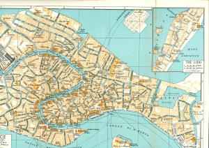 Venice - historic map with Isola San Giorgio