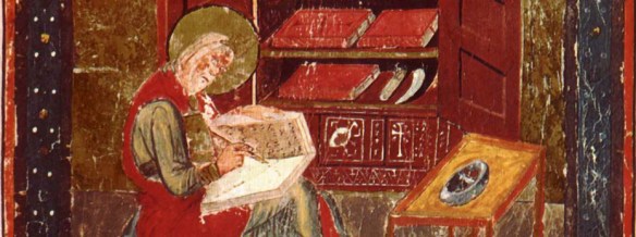 Bede at work in the scriptorium
