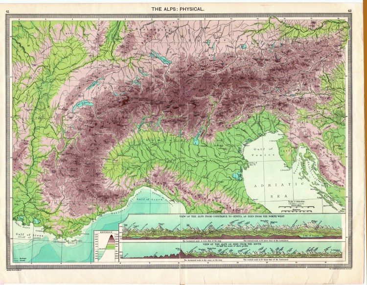 Relief Map of the Alps - 1905