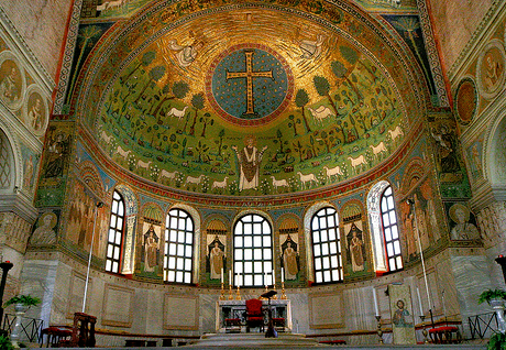 Sparkling mosaics in the apse at Sant' Apollinare in Classe - dating from 7th century. Byzantine craftsmanship at its best...