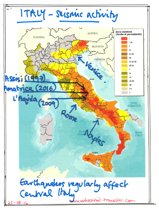 Italy - seismic activity - framed