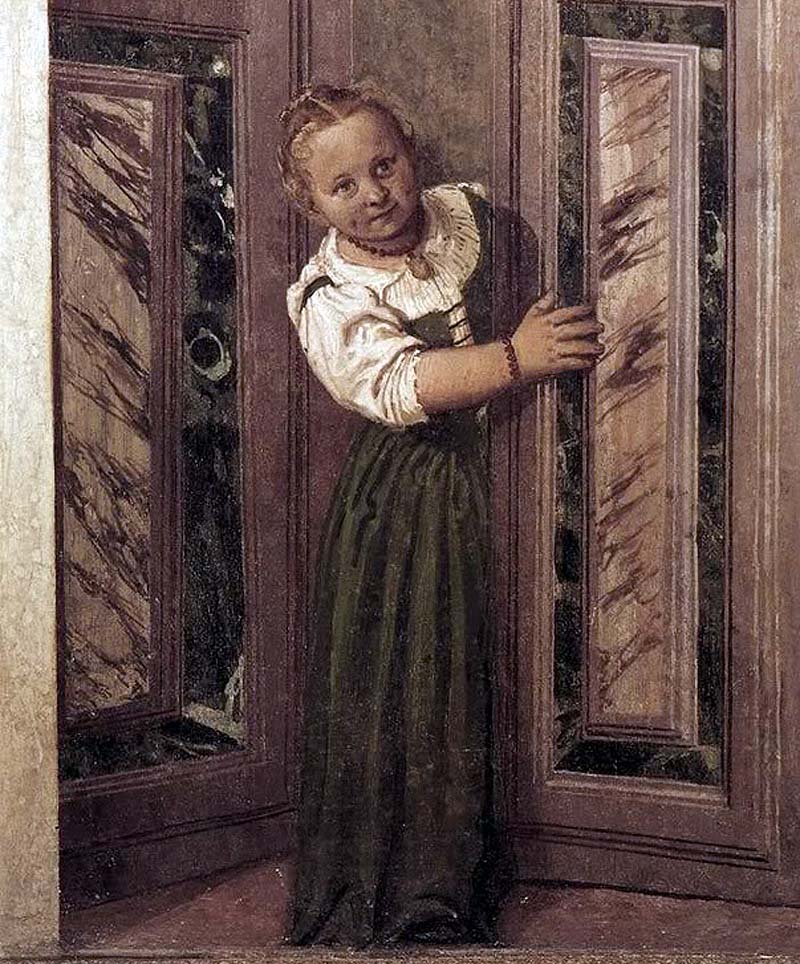 Villa Barbaro, Maser - A little girl peers round a corner