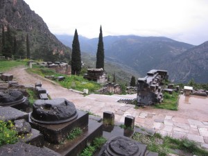 Delphi - offerings decorate the hillside