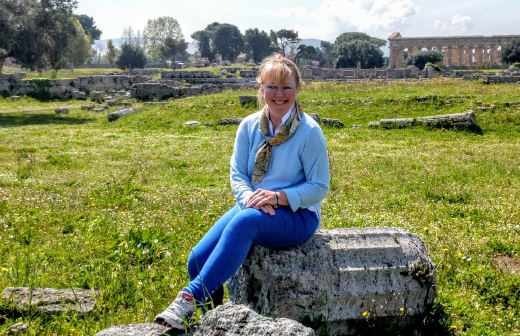 Paestum - relaxing on a pillar - April 2019 www.educated-traveller.com
