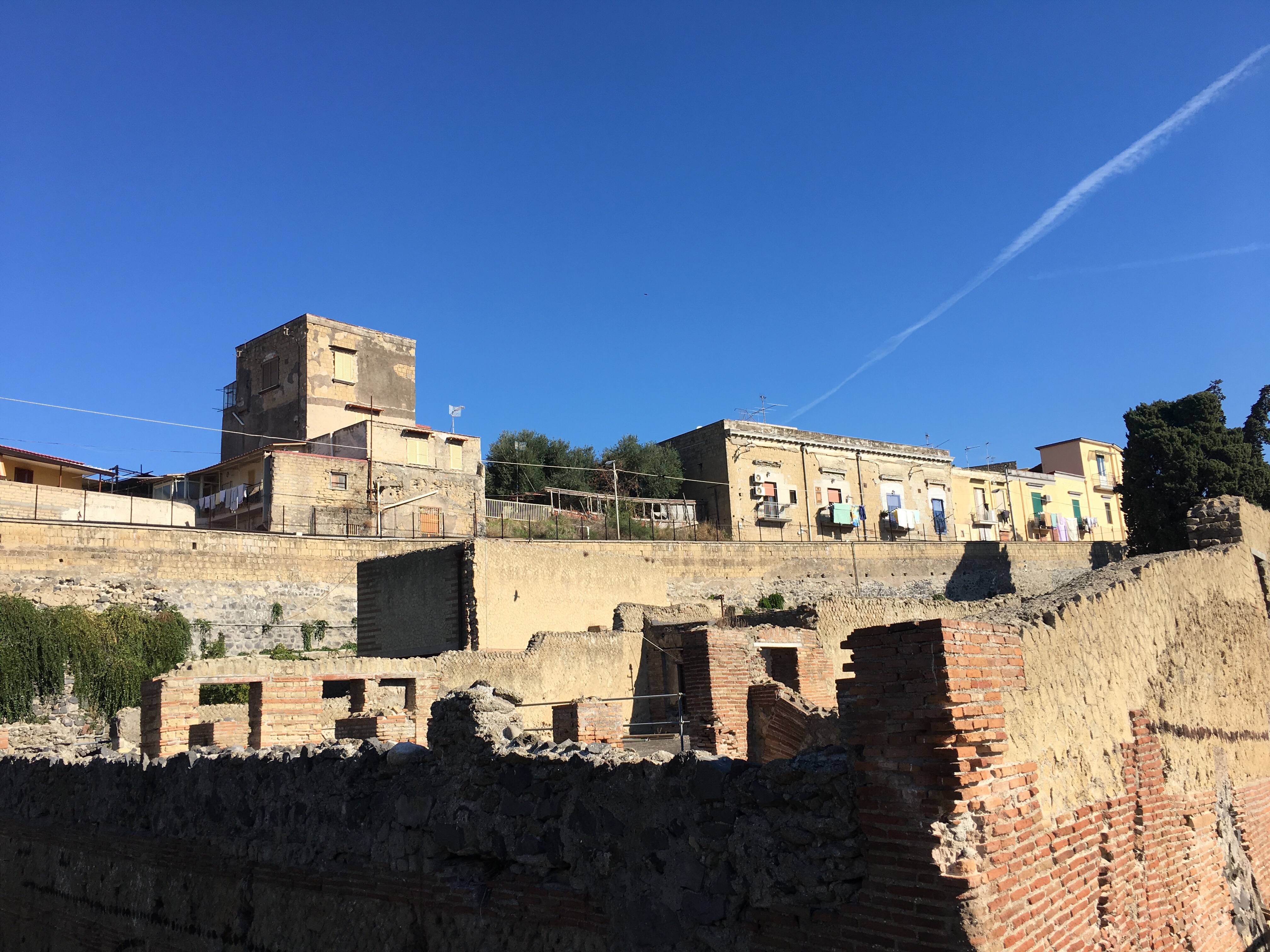 Herculaneum (ruins) below with Ercolano the modern town above