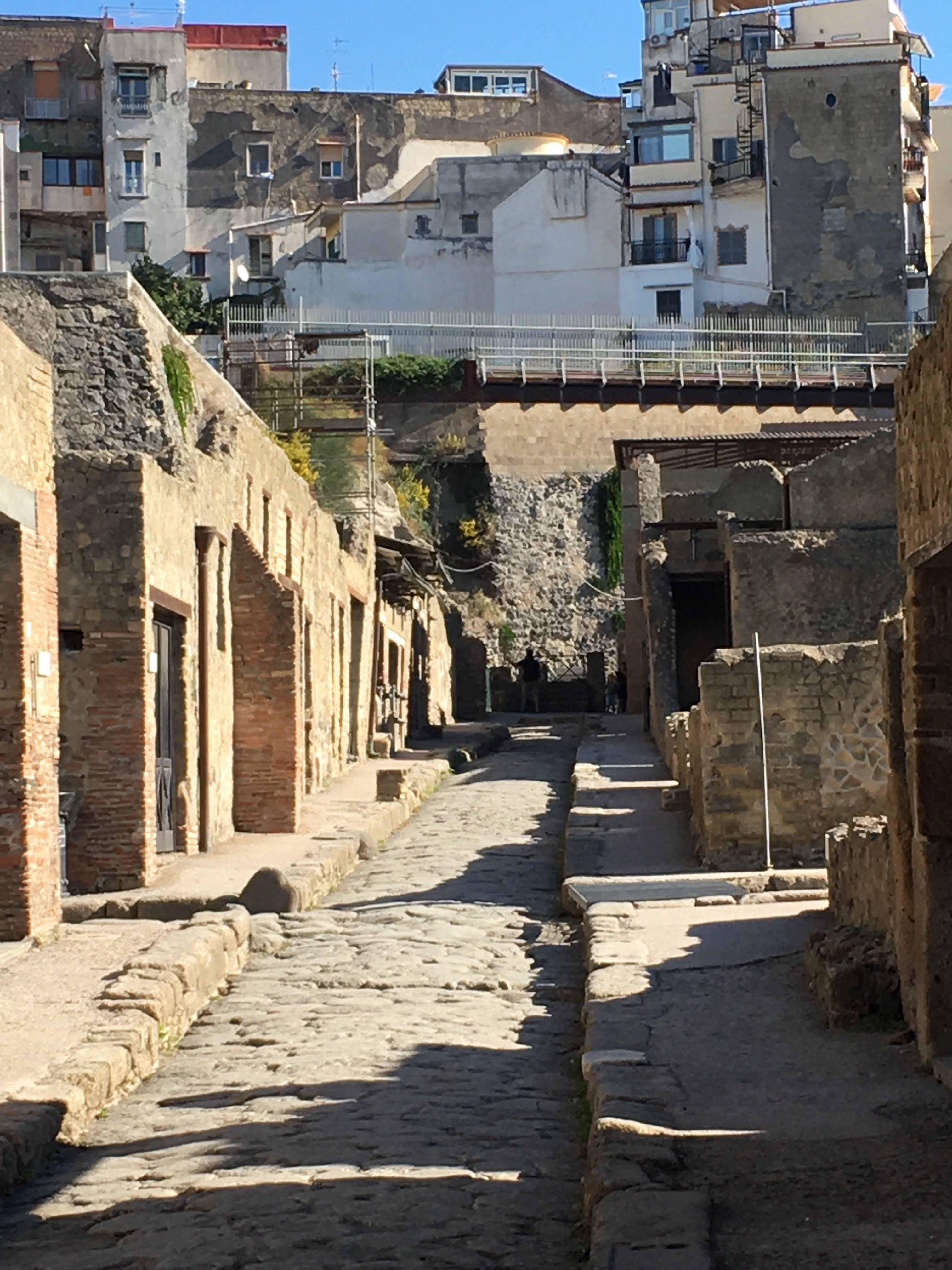 Herculaneum - the principle street, with raised pavements on either side.