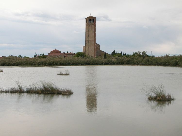 Torcello - in its watery setting - the bell tower of Santa Maria Assunta dominates the northern lagoon