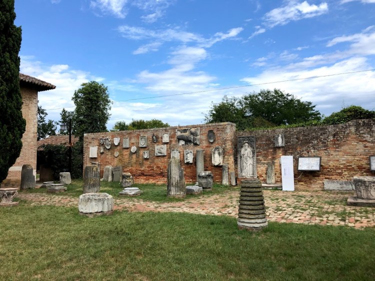 Torcello - the piazza with it's Roman statues and pillars mostly brought from Altinum as the Roman Empire disintegrated