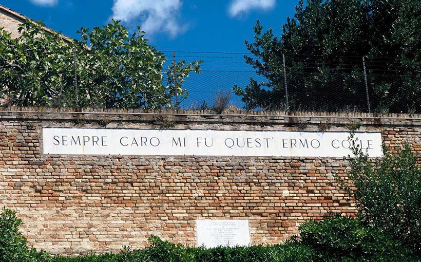 Leopardi - a line from his poem L'Infinito, on a wall in his home town of Recanati