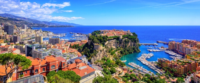 Monaco - panoramic view with Fontveille in the foreground