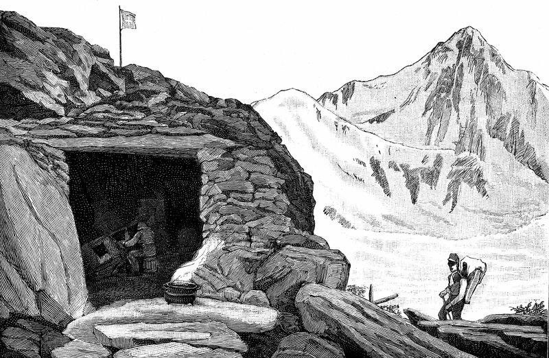 Auberge Neuchatelois - Louis Agassiz's shelter on the Aar Glacier, 1840s
