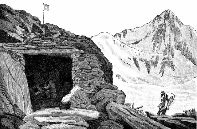 Auberge Neuchatelois - Louis Agassiz's shelter on the Aar Glacier, 1840s
