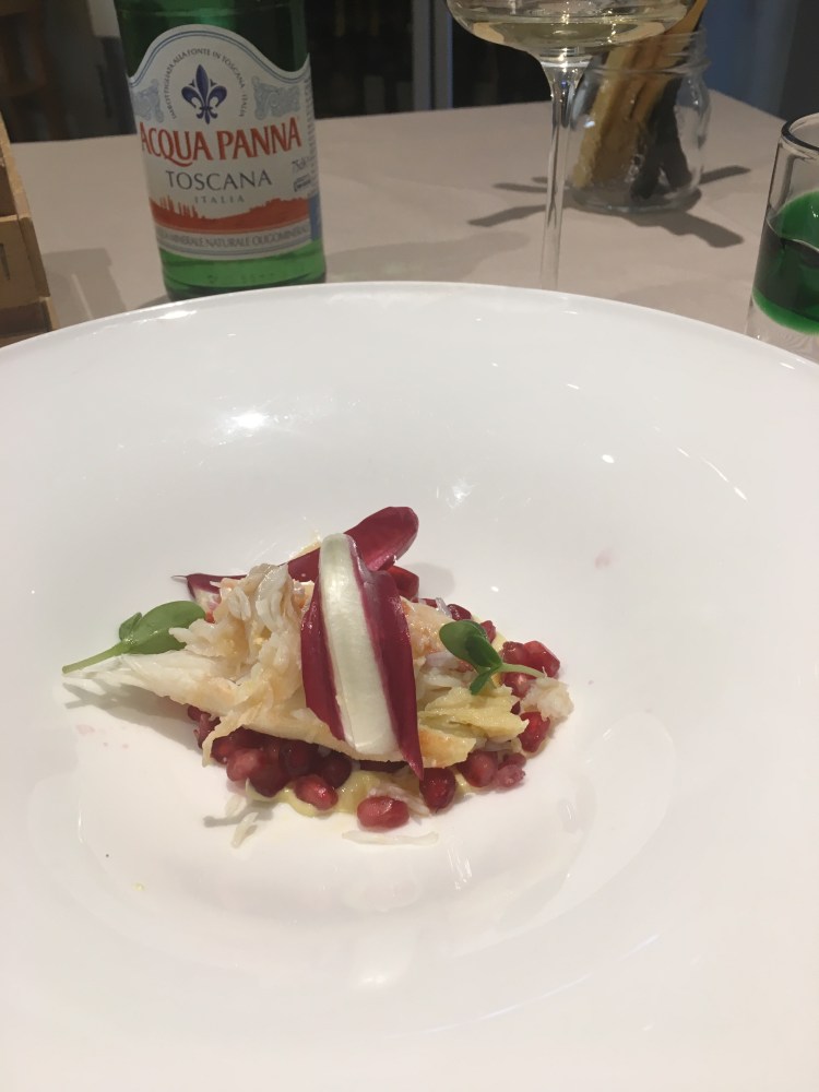 Bella Italia Pesce - King Crab with Radicchio Tardivo, with Pomegranate and Mustard Mayonnaise - absolutely delicious