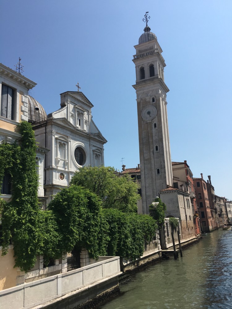 San Giorgio dei Greci, Venezia - white Istrian stone cladding covers the church and bell tower.