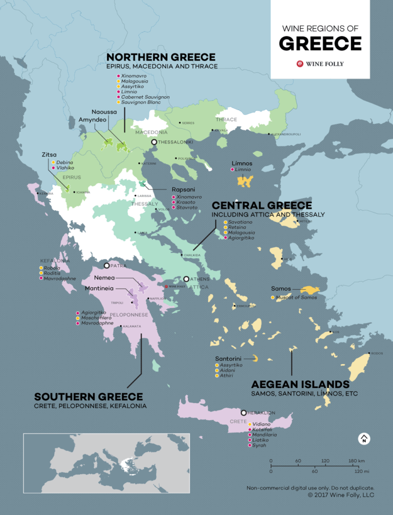 The wine regions of Greece - map by Wine Folly