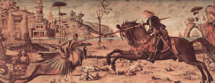 San Giorgio kills the Dragon - painting from Scuola San Giorgio degli Schiavoni, Venezia - Carpaccio
