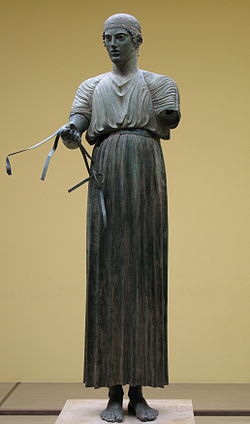 The Charioteer of Delphi, bronze statue discovered at Delphi, Greece - 1896