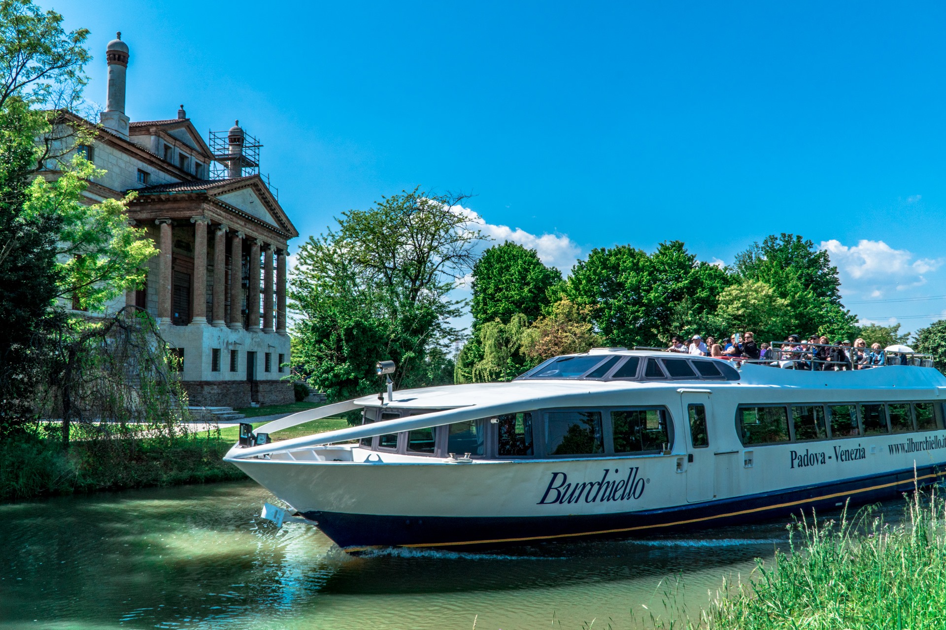 Burchiello - modern vessel outside Villa Malcontenta (Foscari)