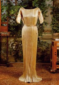 Delphos gown - golden silk, on display in Palazzo Fortuny, Venice