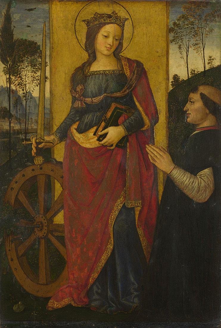 Saint Catherine of Alexandria, with a donor 1480-1500 by Pintoricchio