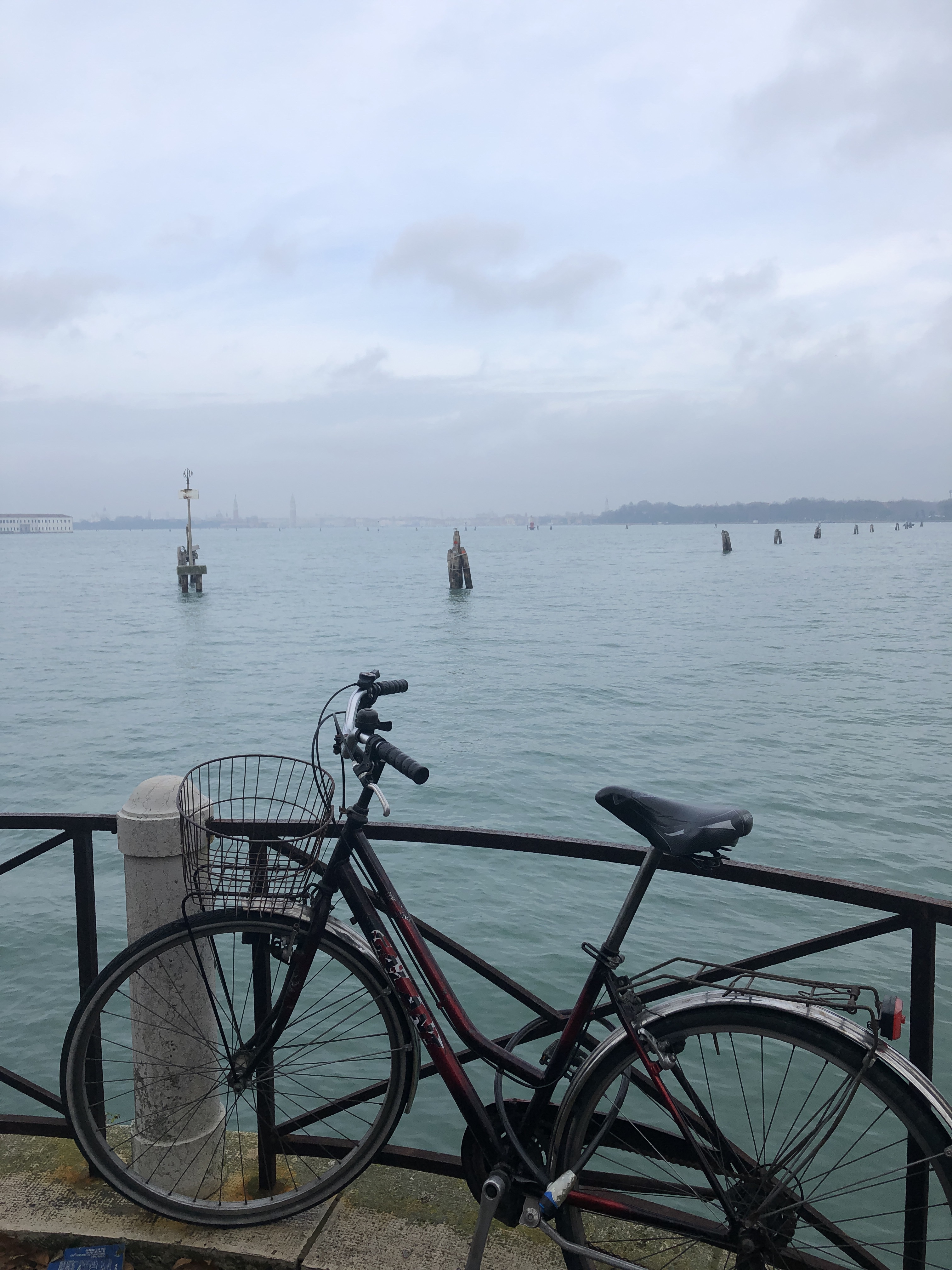 Venice - a bicycle gazes whimsically across the lagoon.