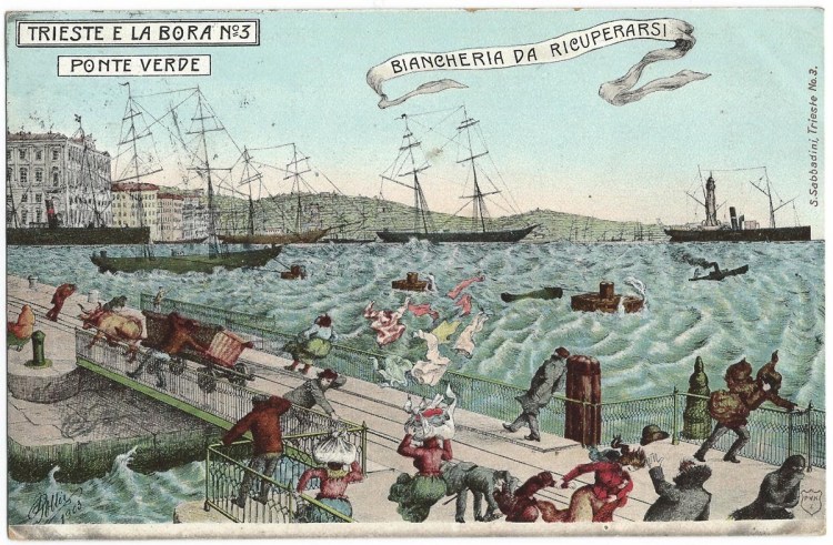 Trieste - fabulous early 20th century cartoon depicting the famous Bora wind