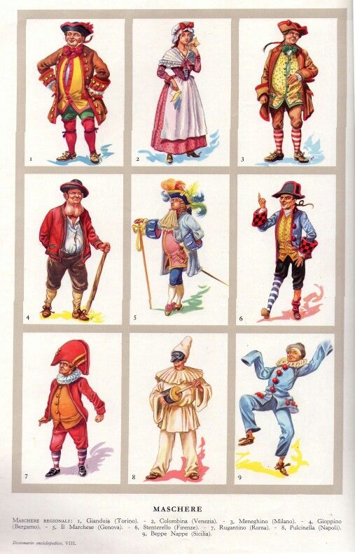 Italy - Carnival Characters, each associated with a certain area