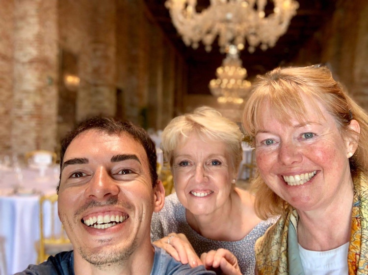 Wedding planner Jayne, DJ & Lighting wizard Marco and Janet (myself) the wedding planner's assistant. Cipriani Hotel, Venice - June 2019