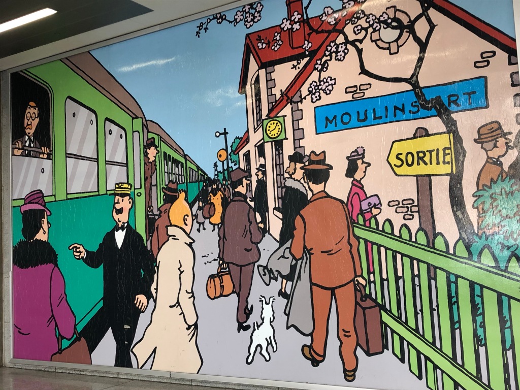 Brussels Station, Herge - Tintin illustration c. 1930s www.educated-traveller.com