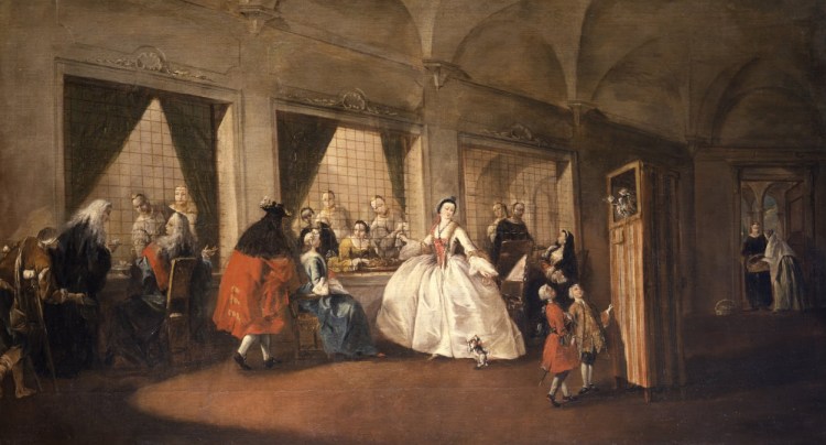 Guardi's Parlatorio depicts the sisters (nuns) of San Zaccaria receiving visitors. Painted - 1746 Ca'Rezzonico, Venezia