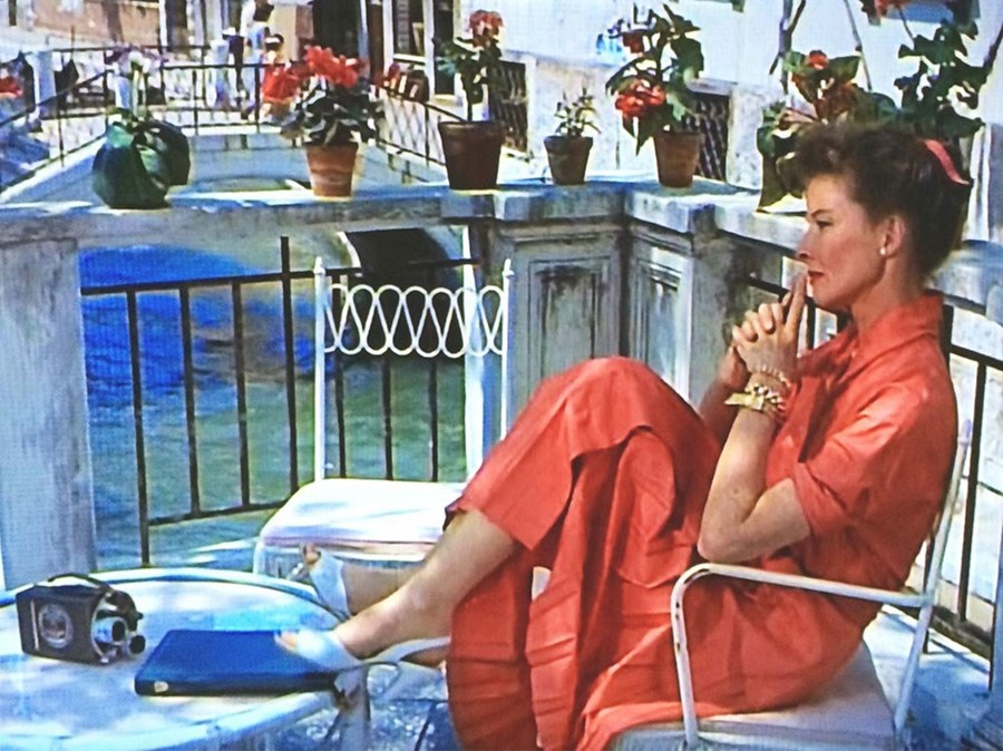 Summertime - movie, Katharine Hepburn relaxes on the terrace