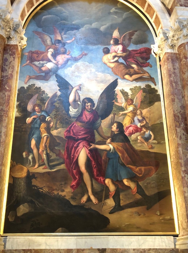 Artist: Jacopo Palma il Giovane - Guardian Angel and angels transport souls upwards c. 1619 - Church of the Gesuiti, Venezia