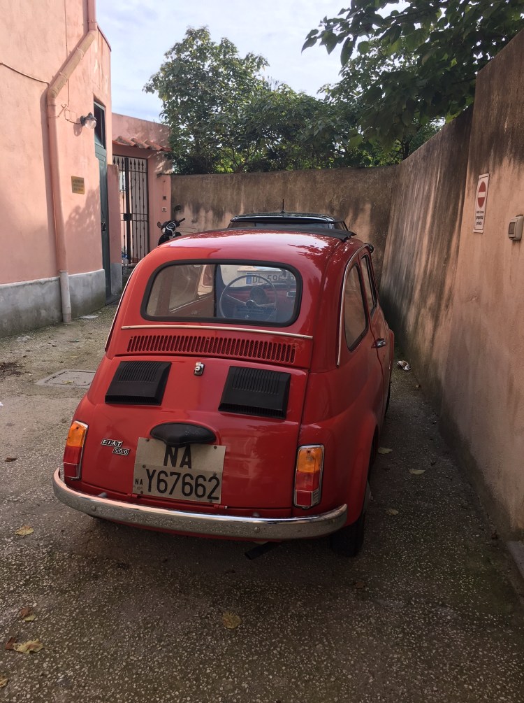 On Procida a suitable car on the tiny roads is the iconic Fiat 500