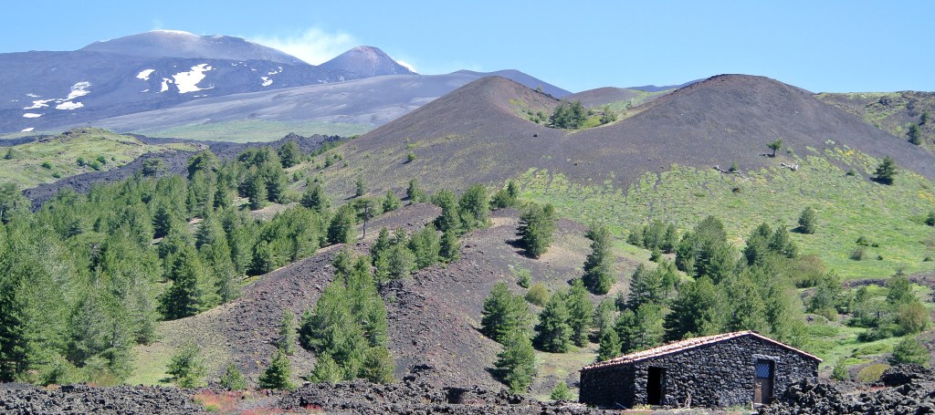 Mount Etna - from the south, superb photo by: Mark Wilson - Dept of Geology, College of Wooster, Ohio - thank you Mark