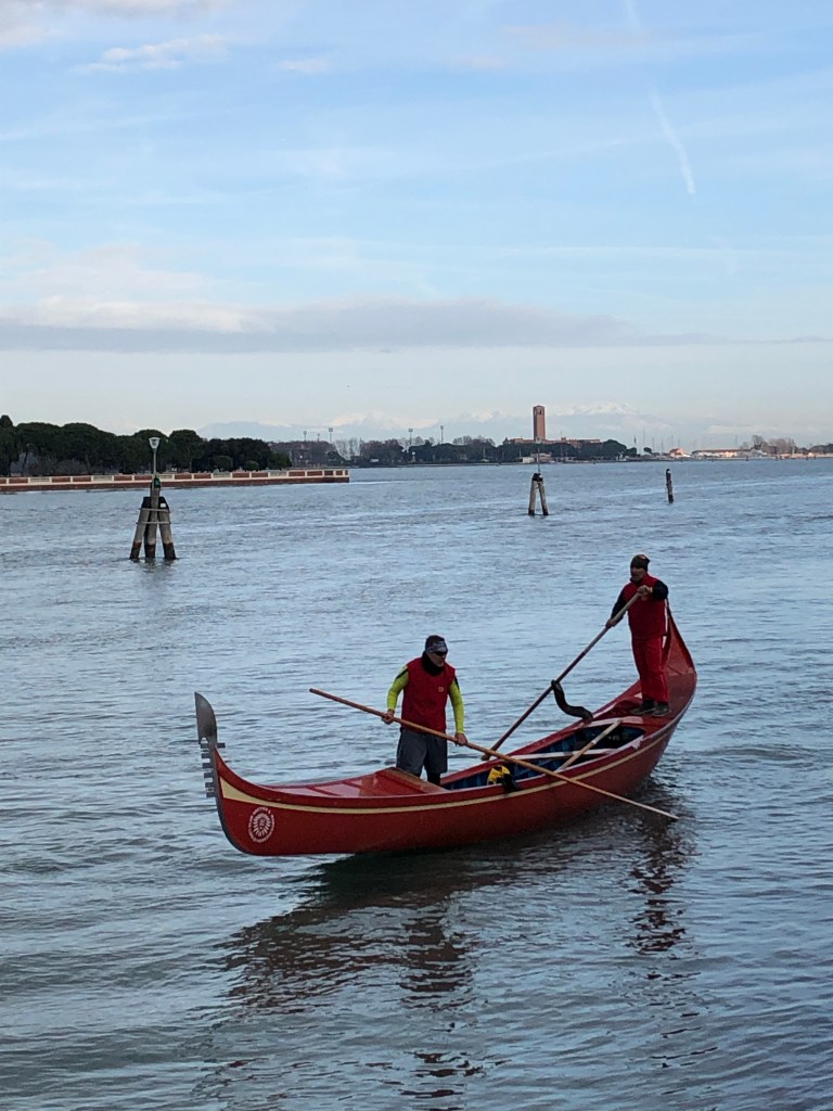 Rowers train on the lagoon all year round