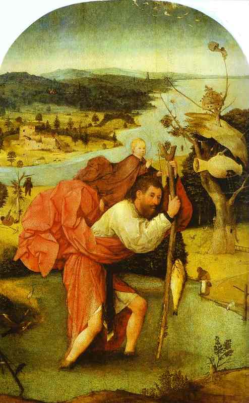 St Christopher - painting by Hieronymus Bosch c.1490