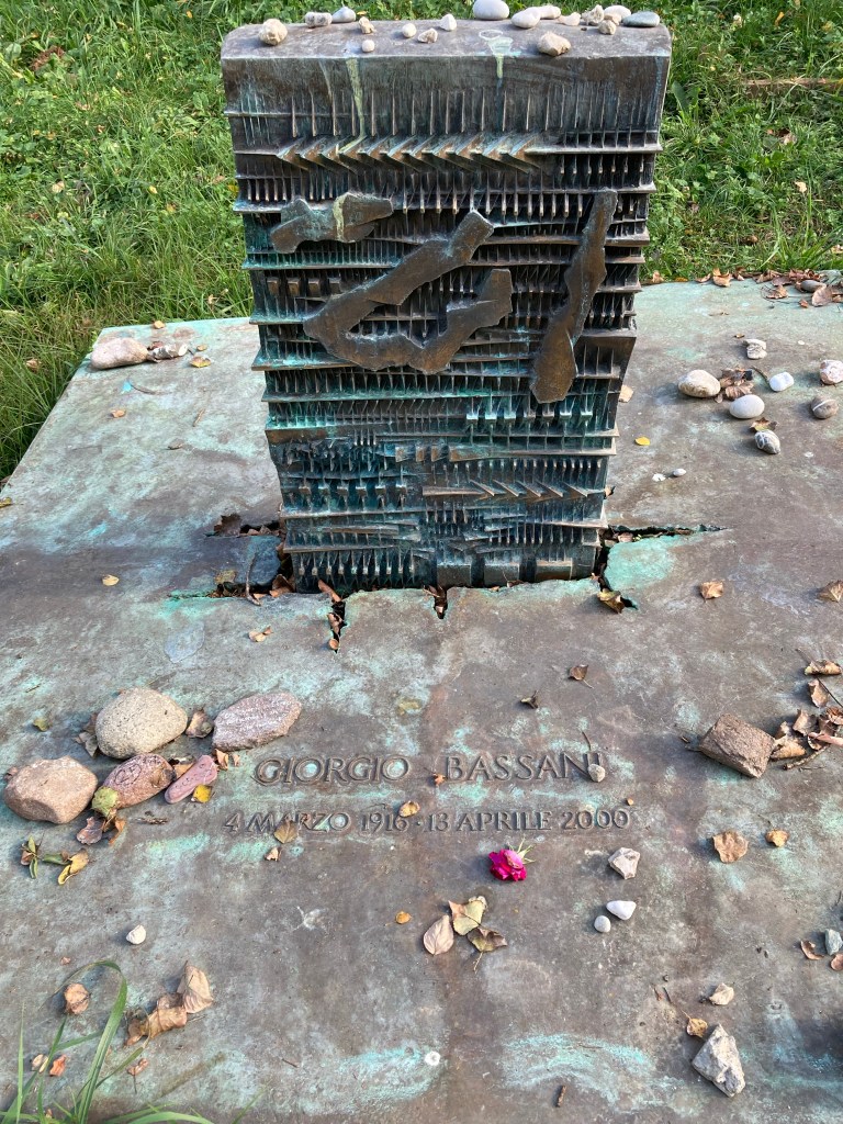 Giorgio Bassani's grave and memorial stone at the Jewish Cemetery, Ferrara
www.educated-traveller.com