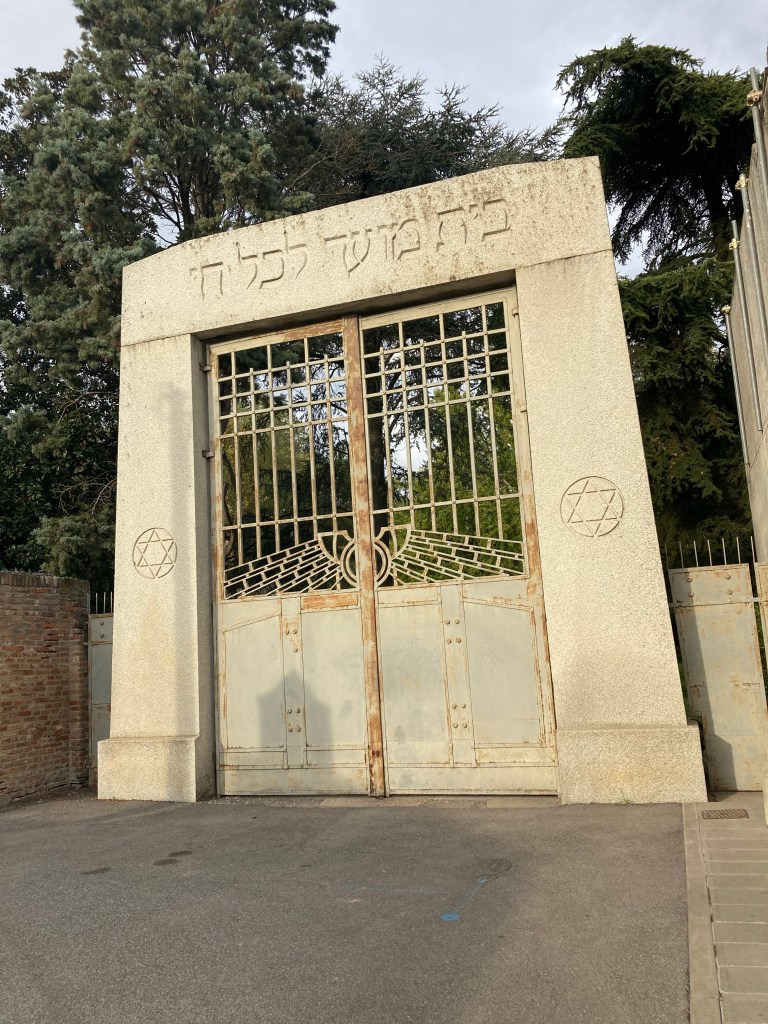 The Jewish Cemetery, Ferrara - the monumental entrance gate reminds me of the Damascus Gate, Jerusalem 
www.educated-traveller.com