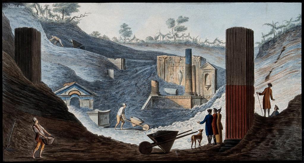 Pompeii - Excavation Temple of Isis -1770s - Artist Pietro Fabris